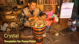  Presentation with drums - Colorful presentation theme enhanced with bhaktapur-nepal-dec-19-unidentified backdrop and a tawny brown colored foreground