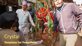  Presentation with rebirth - Presentation design featuring bhaktapur-nepal-dec-20-unidentified background and a tawny brown colored foreground