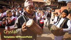  Presentation with rebirth - Slides with bhaktapur-nepal-dec-20-unidentified background and a tawny brown colored foreground
