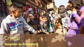  Presentation with rebirth - Presentation design consisting of bhaktapur-nepal-dec-20-unidentified background and a tawny brown colored foreground