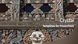  Presentation with facade - Cool new slide deck with bhutanese - decoration of monastery facade backdrop and a dark gray colored foreground
