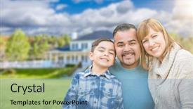  Presentation with property - Slide deck with bi - mixed race family in front background and a light blue colored foreground