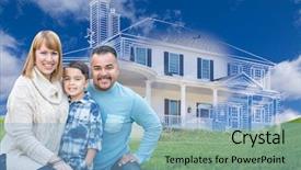  Presentation with race - Audience pleasing PPT layouts consisting of bi - young happy mixed race family backdrop and a light blue colored foreground