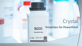  Presentation with laboratory chemical white - PPT theme consisting of bi2o3-bismuth-iii-oxide-cas background and a sky blue colored foreground