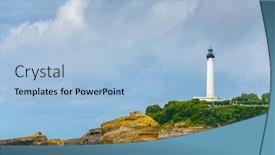  Presentation with lighthouse - Slide set consisting of biarritz-lighthouse-by-a-cloudy background and a light blue colored foreground