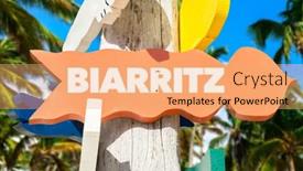  Presentation with palm - Audience pleasing slide deck consisting of biarritz-welcome-sign-with-palm backdrop and a coral colored foreground