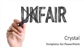  Presentation with unfair - PPT theme enhanced with bias - hand with marker writing background and a white colored foreground