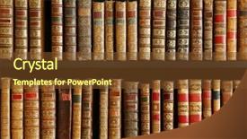  Presentation with old books on a wooden - Theme consisting of old books on wooden shelf background and a  colored foreground