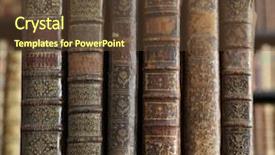  Presentation with old house - Slides with old books on wooden shelf background and a tawny brown colored foreground