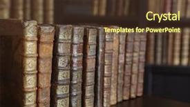  Presentation with old books on a wooden - Colorful theme enhanced with old books on wooden shelf backdrop and a tawny brown colored foreground