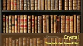  Presentation with old house - Amazing PPT theme having old books on wooden shelf backdrop and a tawny brown colored foreground