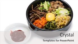  Presentation with korean food - Presentation design consisting of a series of food background and a light gray colored foreground