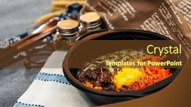  Presentation with rice - Slide set consisting of bibimbap-rice-vegetables-minced-marinated background and a tawny brown colored foreground