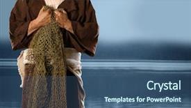  Presentation with bible - Colorful presentation enhanced with bible - apostle and fisherman holding nets backdrop and a ocean colored foreground