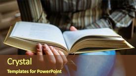  Presentation with bible - Audience pleasing presentation design consisting of bible - book in female hands backdrop and a tawny brown colored foreground
