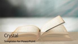  Presentation with open book - Colorful PPT theme enhanced with bible - open book on grey table backdrop and a coral colored foreground