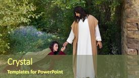  Presentation with healing - Presentation theme enhanced with bible - repentant sinner woman touching background and a tawny brown colored foreground