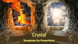  Presentation with hell - PPT theme enhanced with bible - two gates to heaven background and a tawny brown colored foreground