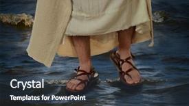 Presentation with feet - Colorful theme enhanced with bible - view of jesus feet walking backdrop and a tawny brown colored foreground