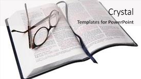  Presentation with reading bible - Theme having bible and reading glasses background and a light gray colored foreground
