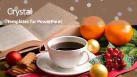  Presentation with pen laptop coffee cup clips - Beautiful PPT layouts featuring wreath reading - composition of book with cup backdrop and a coral colored foreground