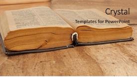  Presentation with vintage book - Beautiful PPT layouts featuring old vintage book on wooden backdrop and a coral colored foreground