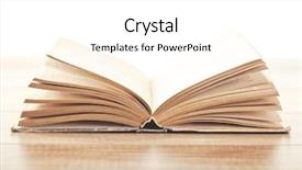  Presentation with blank bible - Beautiful PPT theme featuring open vintage book on wooden backdrop and a white colored foreground