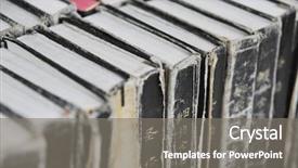  Presentation with stack of old books - PPT theme having medical doctor with senior woman background and a  colored foreground.