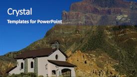  Presentation with church - Colorful PPT layouts enhanced with bible construction - church in tenerife island backdrop and a ocean colored foreground