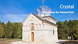  Presentation with old rock fossils - Audience pleasing PPT layouts consisting of bible construction - old chopovo hopovo monastery backdrop and a teal colored foreground