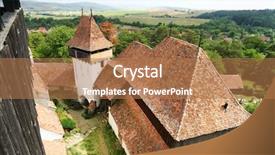  Presentation with transylvania - Presentation design with bible construction - viscri fortified church in transylvania background and a coral colored foreground