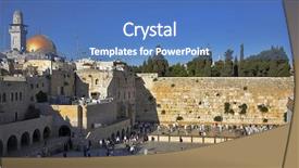  Presentation with jerusalem - Theme featuring bible construction - western wall of the temple background and a teal colored foreground