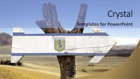  Presentation with jerusalem - Beautiful presentation design featuring flag bible - jerusalem wooden sign isolated backdrop and a light blue colored foreground