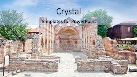  Presentation with ancient ruins - Colorful presentation design enhanced with bible flowers - ancient church of st sophia backdrop and a light blue colored foreground