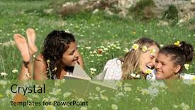  Presentation with reading bible - Cool new presentation with bible flowers - girls in field reading backdrop and a tawny brown colored foreground
