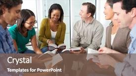  Presentation with reading bible - Presentation theme consisting of bible group reading together background and a violet colored foreground