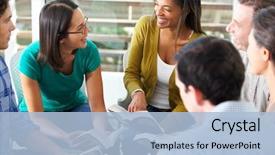  Presentation with reading bible - Audience pleasing presentation design consisting of bible group reading together backdrop and a light blue colored foreground