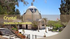  Presentation with church - PPT layouts having bible isarel - church of dominous flevit lamenting background and a violet colored foreground