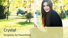  Presentation with park - Presentation theme enhanced with bible lessons - young brunette girl studying background and a blonde colored foreground