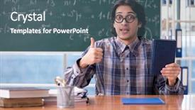  Presentation with math teacher - Presentation design consisting of bible lessons - young funny math teacher background and a ocean colored foreground