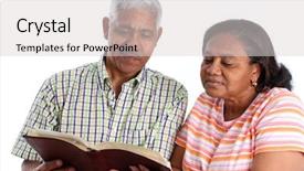  Presentation with senior couple - Presentation theme with bible man woman - senior minority couple set background and a light gray colored foreground