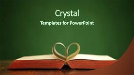  Presentation with folded heart - PPT theme having bible on table with pages background and a tawny brown colored foreground