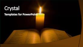  Presentation with open bible - Colorful presentation theme enhanced with christmas candles bibles - bible open on a table backdrop and a black colored foreground