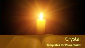  Presentation with open bible - PPT theme with bible open on a table background and a tawny brown colored foreground