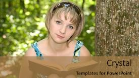  Presentation with bible school - Audience pleasing presentation design consisting of bible school - beautiful student girl reading book backdrop and a  colored foreground