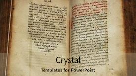  Presentation with manuscript - Slides enhanced with bible scroll - old slavic manuscript background and a coral colored foreground