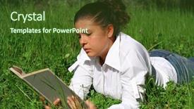  Presentation with reading bible - Presentation theme having bible story - teenager laying on grass reading background and a tawny brown colored foreground