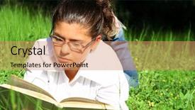  Presentation with reading bible - Amazing slide set having bible story - teenager laying on grass reading backdrop and a coral colored foreground