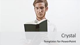  Presentation with koran holy book of muslims - PPT theme enhanced with bible study - standing young adult man background and a white colored foreground