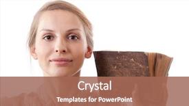  Presentation with old book - Theme having bible study - woman holding old book isolated background and a coral colored foreground